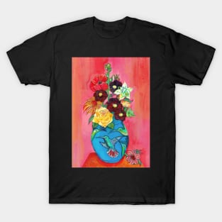 Flowers in a vase series - Hummingbirds and flowers T-Shirt